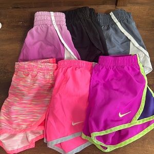 6 pair assorted girls athletic shorts. Size 6-6X.